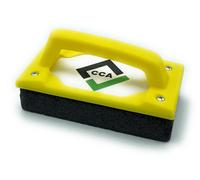 Cca Carborundum Stone Rubbing Brick Flooring Tool 24 Grit Perforated Silicone Carbide Grinding Block With Yellow Handle