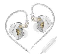 CCA CRA PRO in Ear Monitors, IEMs for Gaming, Ultra-Thin DLC Diaphragm Dynamic Driver Wired Gaming Earbuds, Deep Bass Clear Sound Ear buds IEM Headphones, in Ears for Singer Musician (Silver,with Mic)