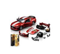 CCA1:42 2018 Ford Mustang GT Classic Red Model Car - DIY kit, with opening doors and interchangeable parts; a collectible model and display toy
