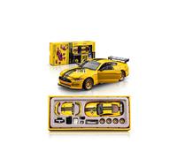 CCA1:42 2018 Ford Mustang GT Yellow Classic Model Car - DIY kit, with opening doors and interchangeable parts; a collectible model and display toy