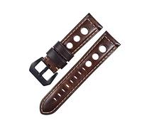 CCACHE Leather Watch Strap Vintage Brown Black 20mm 22mm 24mm Watch Belt For Man Three Holes Breathable Soft Watch Band Leather(Dark Brown-black,20mm)