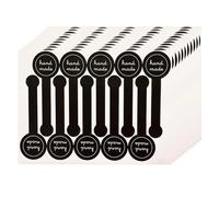 CCAIPU 100 Pcs Handmade Seal Stickers Hand Made Cake Stickers for Food Baking, Self-Adhesive Handmade Bakery Stickers Labels Black Long Cake Stickers, for Pastry Bags Lollipops Candy Sweat Bread (B)