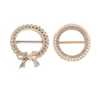 CCAIPU 2 Pcs Scarf Rings Buckle, White Cubic Zirconia Brooch Pin Simple Silk Scarf Hoop Buckle Clothes Corner Knotted Metal Buckle Fashion Scarf Ring Clips Jewellery Gifts for Women Girls