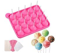 CCAIPU Cake Pop Mould Set, Silicone Lollipop Molds with 100 Pcs Cake Pop Sticks Candy Mold Gumdrop Jelly Cupcake Lollipop for Cakes Candy Chocolate