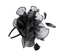 CCAIPU Flower Feather Fascinators Hat for Women, Elegant Flower Feathers Mesh Hats Ascot Hat Hair Accessories Wedding Hats (UK, Alpha, One Size, Black)