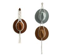 CCAIPU Macrame Hat Rack, Boho Hat Hanger Wall Hanging Hats Organizer for Wide Brim Cap Cowboy Storage for Man and Women (A-2Pcs)