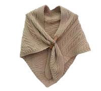CCAIPU Poncho for Women, Triangle Knitted Poncho Shawl Cape Winter Warm Wrap with Leather Buckle (UK, Alpha, One Size, Regular, Regular, Khaki)