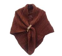 CCAIPU Poncho for Women, Triangle Knitted Poncho Shawl Cape Winter Warm Wrap with Leather Buckle (UK, Alpha, One Size, Regular, Regular, Coffee)