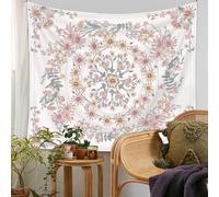 CCAIPU Psychedelic Tapestry, Sun and Moon Flower Phase Boho Wall Hanging - Cosmic Decoration for Bedroom Decor Dorm Room or Meditation Space 150x130cm (White)
