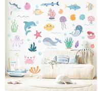 CCAIPU Wall Tattoos Sea Animals|Jungle Animals Wall Stickers Children's Room Baby Room Bathroom Wall Decoration (sea Animals)