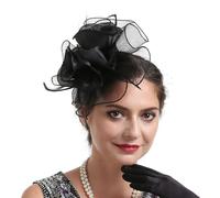 CCAIPU Women's Fascinators Hat, Flower Mesh Ribbons Feathers Headband Elegant Hair Clip Tea Party Headwear for Girls and Women