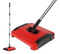 Ccarzzi Carpet Sweeper Manual, Multi Surface Floor Cleaner with 3 Non Electric Rug Roller Brushes, Silent Lightweight, for Cleaning Pet Hair, Loose Debris, Lint