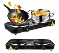 Ccarzzi Electric Hob 2000W Portable Electric Hot Plate with Double Hotplates for Cooking, Independent Adjustable Dual Temperature Controls, for Home Camping Travelling