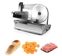 Ccarzzi Electric Meat Slicer 200W Stainless Steel Bread Slicer Machine for Home Use, 0-15mm Thickness Adjustment, for Meat, Cheese, Bread, Fruit and Vegetable
