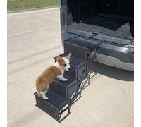 Ccarzzi Folding Dog Steps 4-step Dog Ramps for Car, Portable Pet Ladder Ramp Non-Slip, Waterproof, 80KG Capacity