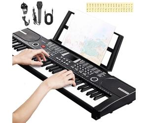 Ccarzzi Keyboard Piano 61 Keys Electronic Keyboard Piano Portable Digital Piano with Music Sheet Stand, Microphone, Piano Note Stickers, 10 Demo Songs and 100 Instrument Voices, for Kids and Beginners