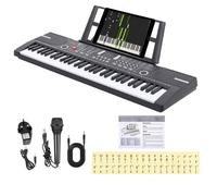 Ccarzzi Keyboard Piano, Portable 61 Keys Electric Keyboard Piano with Microphone, Piano Note Stickers, 100 Instrument Voices, Digital Keyboard for Kids, Beginners and Adults