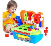 Ccarzzi Kids Workbench Shape Sorter Toys for 1 Year Old Boys, Toddler Tool Bench with Light Up Toy Drill, Pretend Drill For Boys Girls, Hand-Eye Coordination & Manual Skills