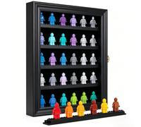 Ccarzzi Minifigure Display Case for Collectibles, Wooden Dustproof Wall Mount Display Cases with Lock, Highly Transparent Door, 35 x 28 x 4.7cm/13.8 x 11 x 1.85in