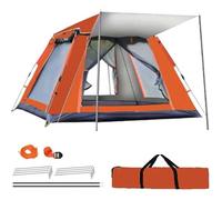 Ccarzzi Pop Up Tent, 6 Person Camping Tent Waterproof & UV Protection Tent with 2 Doors and 2 Windows, Portable Dome Tent with Carrying Bag for Family Camping Hiking Fishing(Orange)