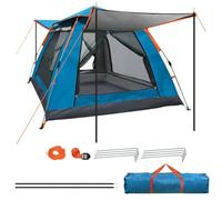 Ccarzzi Pop Up Tent, 6 Person Camping Tent Waterproof & UV Protection Tent with 2 Doors and 2 Windows, Portable Dome Tent with Carrying Bag for Family Camping Hiking Fishing(Blue)