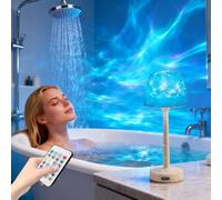 Ccarzzi Spa-Like Shower Lamp, Waterproof Bathroom Lamp Cordless with 16 Color Ocean Wave Projector, 2-in-1 Rechargeable Shower Light with Remote for Bathtub, Shower, Bathroom