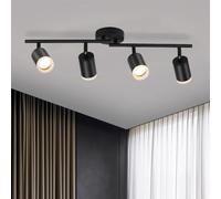 Ccarzzi Spotlight Ceiling Lights 4 Way, Rotatable LED Ceiling Lights Matte Black Spot Lights with GU10 Socket for Kitchen, Bedroom, Living Room (Bulbs Not Included)