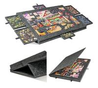 Ccarzzi Tilting Jigsaw Puzzle Board, Foldable Puzzle Board with 2-in-1 Designed Stand & Cover, Lightweight Felt Jigsaw Board with 6 drawers, Up to 1000 Pieces(Dark Gray)