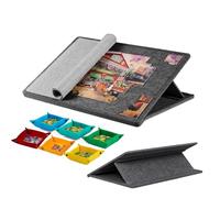 Ccarzzi Tilting Jigsaw Puzzle Board, Portable Felt Jigsaw Board with Cover and 6 Colored Sorting Trays, 3 Adjustable Angles, Lightweight Puzzle Mat for 1000 Pieces, Adult and Children (Dark gray)