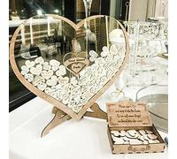 Ccarzzi Wedding Guest Book Alternative 80 Wooden Hearts Acrylic Wedding Books for Guests to Sign, with Storage Box, for Wedding Decorations, Graduation, Baby Shower