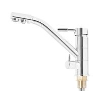 CCAUUB Kitchen Tap 3-Way Water Filter Tap, 3 in 1 Mixer Tap Filter System, Brass, Chrome, Silver