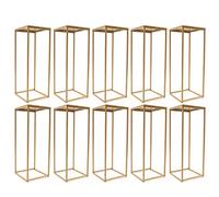 CCAUUB Pack of 10 Gold Flower Floor Stand, Geometric Metal Flower Stand, Metal Vase Column Flower Stand, Flower Arrangement Display Rack for Wedding Party Dinner Centrepiece (30 x 30 x 80 cm)