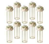 CCAUUB Pack of 10 Metal Flowers Stand Decorations for Wedding, Gold Centrepieces for Table Wedding, 11.8 x 31.5 Inch High Centrepieces for Wedding Table, Flower Vases Display Rack for Wedding, Party