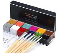 CCbeauty Professional Face Paint Oil for Adult 12 Colors Halloween Body Art Party Fancy Make Up with 6 Wooden Brushes,Deep