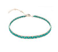CCcollections Bohemian Wax Cord Crystal Choker or Bracelet Adjustable with Natural Stones (Medium White Turquoise)