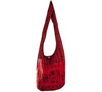 CCcollections Boho Crossbody Bags For Women & Men Cotton Shoulder Bag Large Hippie Sling Bag for Travelling, Outing, Parties and More (Elephant-Red)