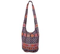 CCcollections Boho Crossbody Bags For Women & Men Cotton Shoulder Bag Large Hippie Sling Bag for Travelling, Outing, Parties and More (Akha-Black)