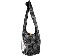 CCcollections Boho Crossbody Bags For Women & Men Cotton Shoulder Bag Large Hippie Sling Bag for Travelling, Outing, Parties and More (Paisley-Black)