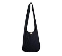 CCcollections Boho Crossbody Bags For Women & Men Cotton Shoulder Bag Large Hippie Sling Bag for Travelling, Outing, Parties and More (Plain-Black)