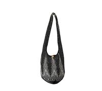 CCcollections Boho Crossbody Bags For Women & Men Cotton Shoulder Bag Large Hippie Sling Bag for Travelling, Outing, Parties and More (Feather-Silver Black)