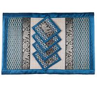 Cccollections Hand-Woven Table Placemats & Coasters Set for Everyday Dining | Thai Style Wicker Placemats Alternative to Plastic Heat Resistant - 4 Pcs