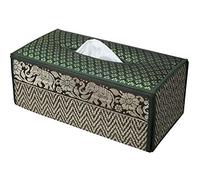CCcollections Handmade Stylish Reed Tissue Box, 100% Cotton Handcrafted with Satin Trim Sheath Cover Holder Dispense made from Natural Eco-Friendly Materials - (D Green)