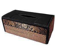 CCcollections Handmade Stylish Reed Tissue Box, 100% Cotton Handcrafted with Satin Trim Sheath Cover Holder Dispense made from Natural Eco-Friendly Materials - (Black)