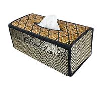 CCcollections Handmade Stylish Reed Tissue Box, 100% Cotton Handcrafted with Satin Trim Sheath Cover Holder Dispense made from Natural Eco-Friendly Materials - (B Black)