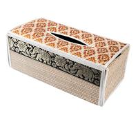 CCcollections Handmade Stylish Reed Tissue Box, 100% Cotton Handcrafted with Satin Trim Sheath Cover Holder Dispense Made from Natural Eco-Friendly Materials (B Cream)