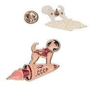 CCCP Rocket Dog Pin Badge Laiki Soviet USSR Brooch Lapel Cosmonaut Space Program