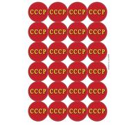 CCCP Soviet Union Communist Russia Circular Matt Paper Stickers A4 Sheet of 24 (Each Sticker is 45mm Diameter)