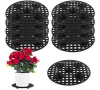 CCCYMM 10 Pcs Plant Level Pot Elevator 8 Inch Black Round Flower Stands Holder Plastic Heavy Duty Plant Risers for Indoor Outdoors Garden Floor Protector