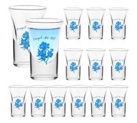 CCCYMM 12 Pcs Forget Me Not Glass Shot Glasses 30ml Reusable Heavy Base Shot Glass for Spirits Alcohol Tequila, Celebration of Life Funeral Favours Keepsakes Memorial Remembrance Gifts for Loved Ones