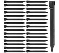 CCCYMM 20 Pcs Plastic Ground Stakes 9.6 Inch Landscape Edging Stakes Tent Pegs Spikes for Campings Outdoor Edging and Terrace Board and Garden Lawn, Sturdy Canopy Stakes for Sand Beach Woods(Black)
